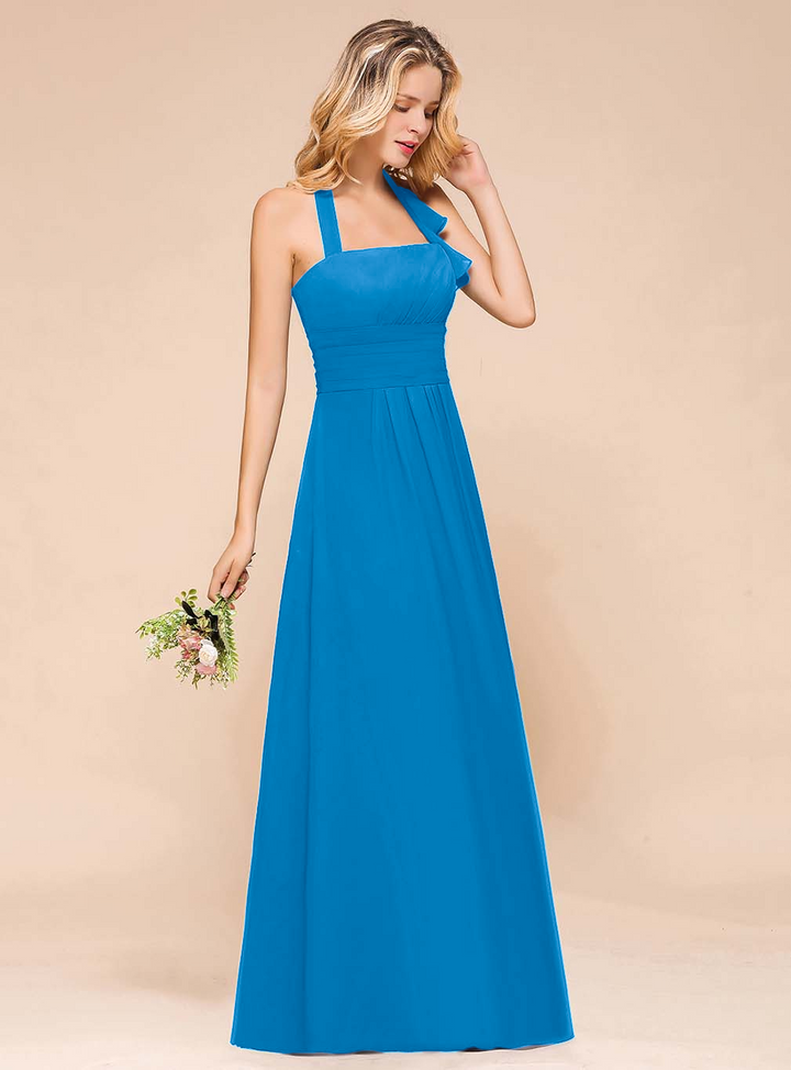 A-Line Halter Sleeveless Floor-Length Dress-koscy