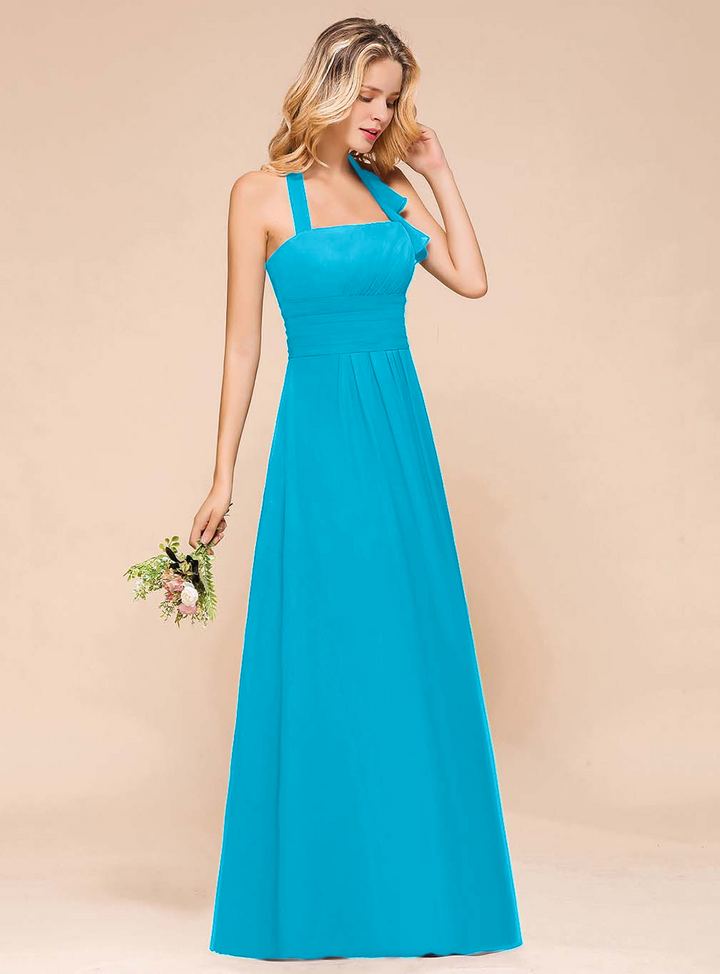 A-Line Halter Sleeveless Floor-Length Dress-koscy