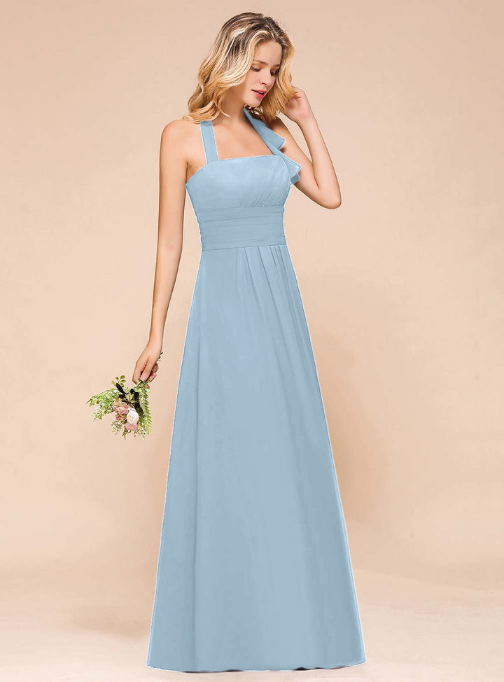 A-Line Halter Sleeveless Floor-Length Dress-koscy