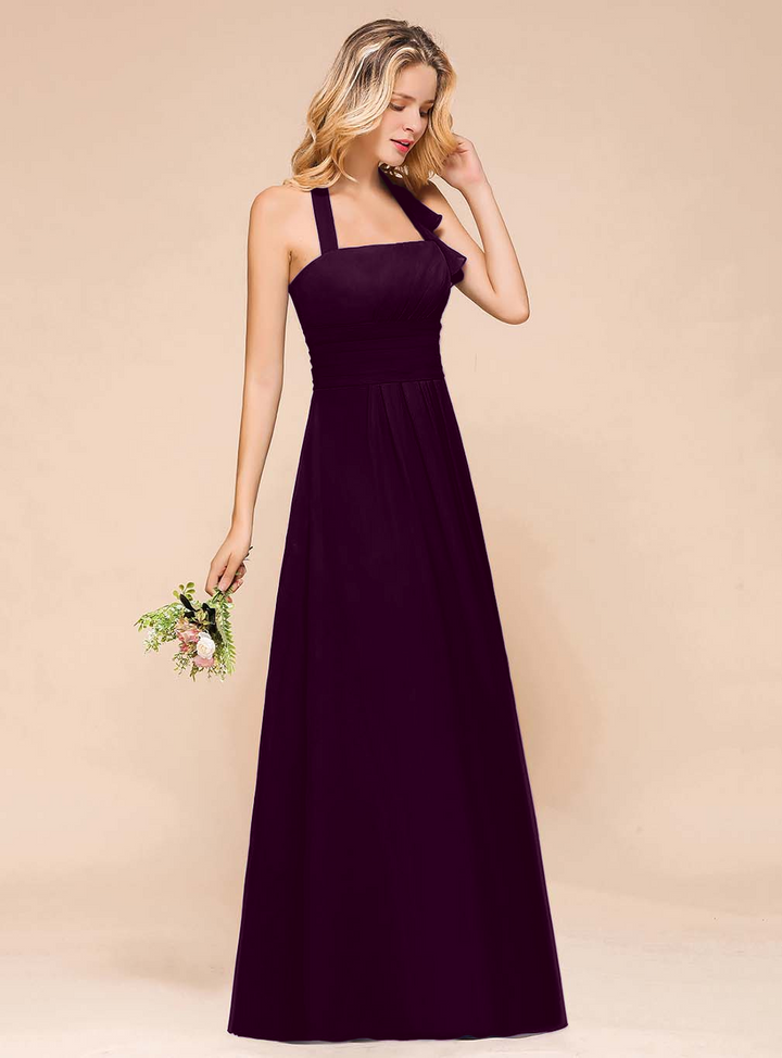 A-Line Halter Sleeveless Floor-Length Dress-koscy