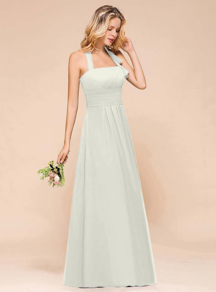 A-Line Halter Sleeveless Floor-Length Dress-koscy