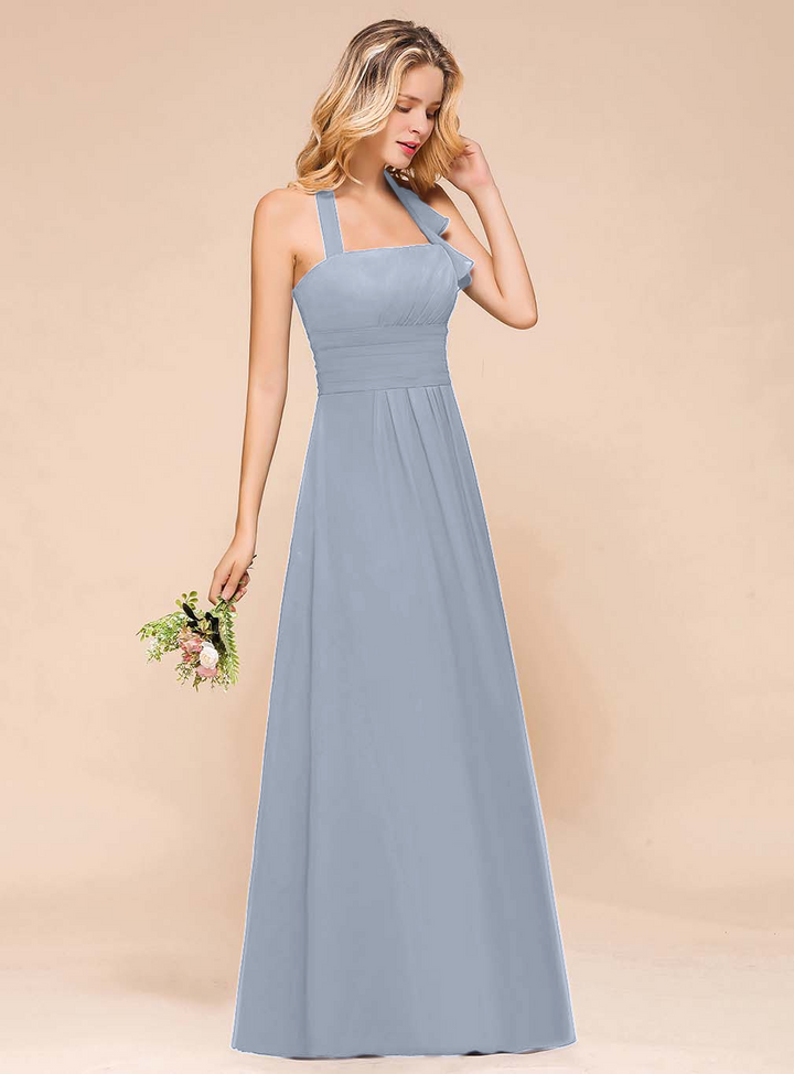 A-Line Halter Sleeveless Floor-Length Dress-koscy