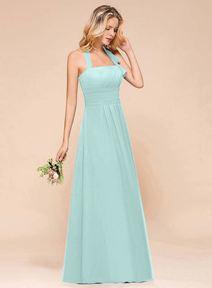 A-Line Halter Sleeveless Floor-Length Dress-koscy