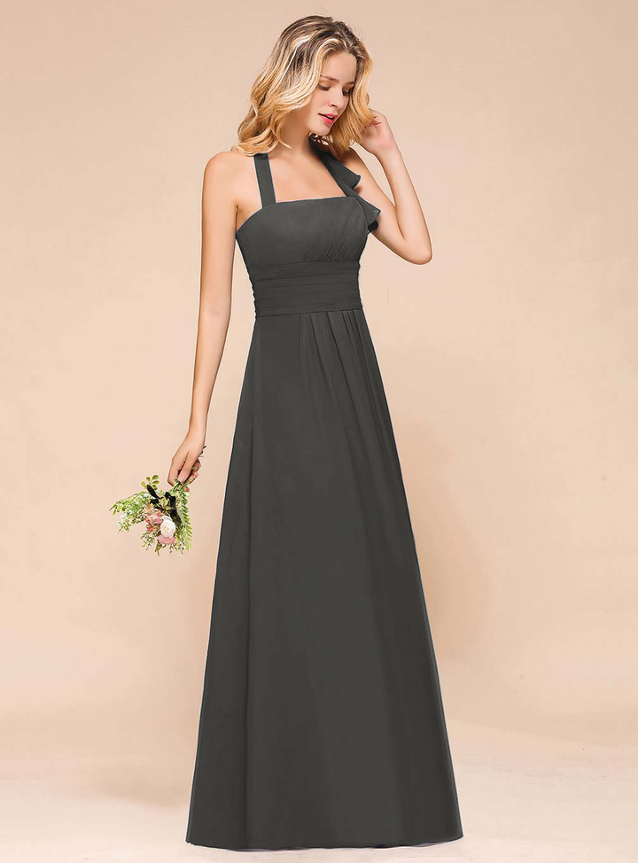 A-Line Halter Sleeveless Floor-Length Dress-koscy