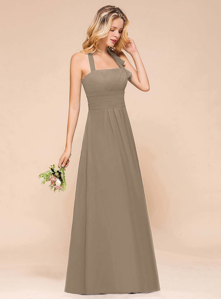 A-Line Halter Sleeveless Floor-Length Dress-koscy