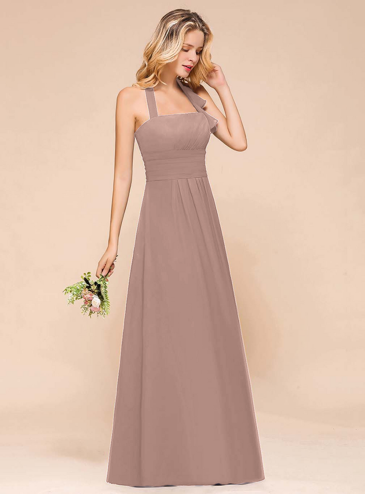 A-Line Halter Sleeveless Floor-Length Dress-koscy