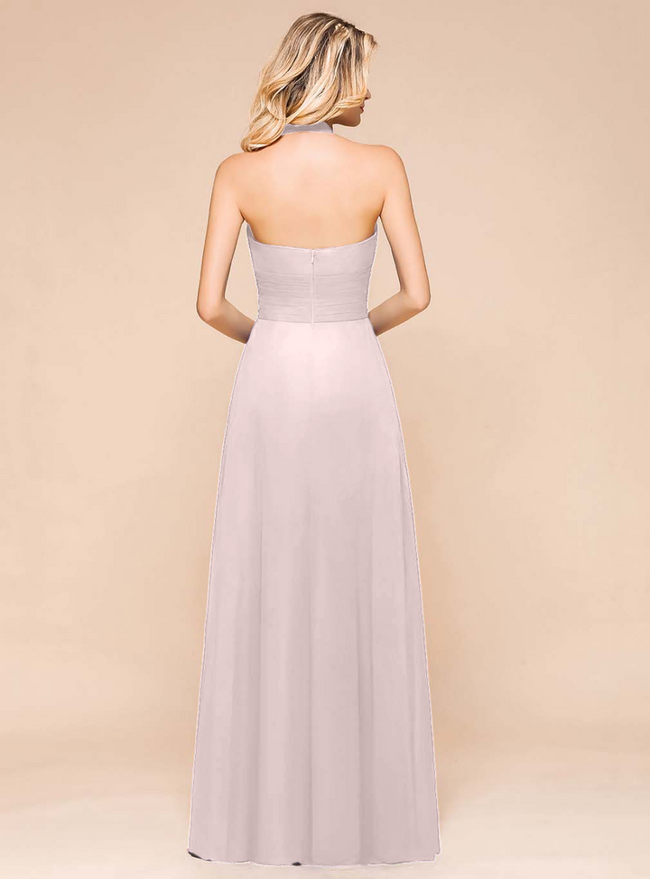 A-Line Halter Sleeveless Floor-Length Dress-koscy