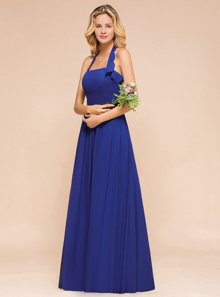 A-Line Halter Sleeveless Floor-Length Dress-koscy