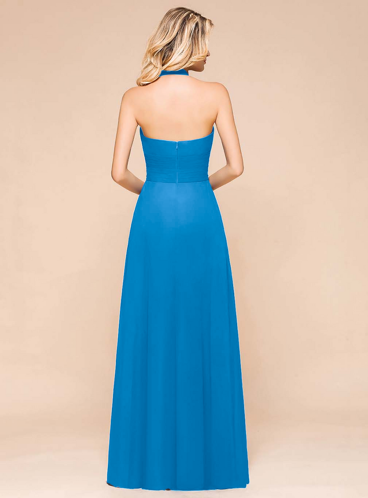 A-Line Halter Sleeveless Floor-Length Dress-koscy