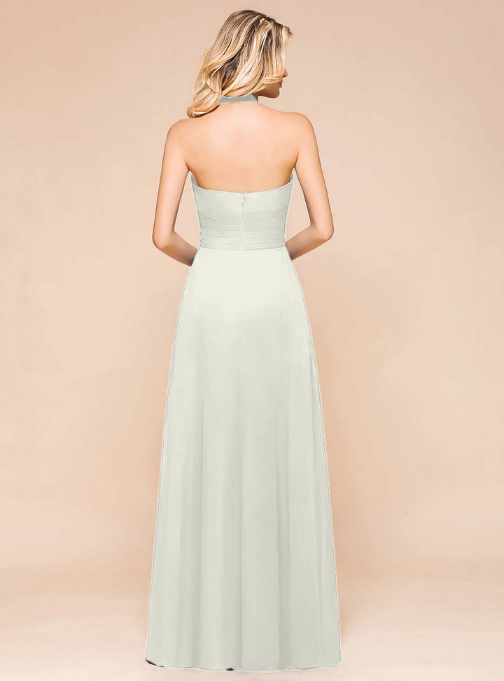 A-Line Halter Sleeveless Floor-Length Dress-koscy