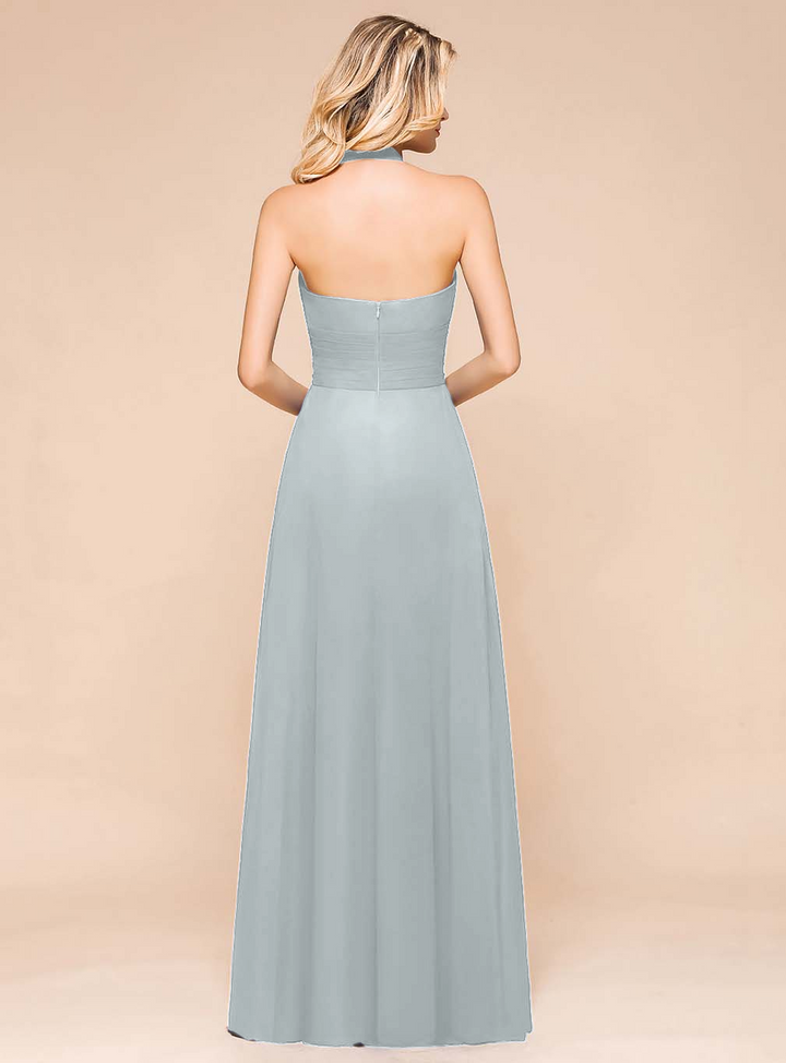 A-Line Halter Sleeveless Floor-Length Dress-koscy