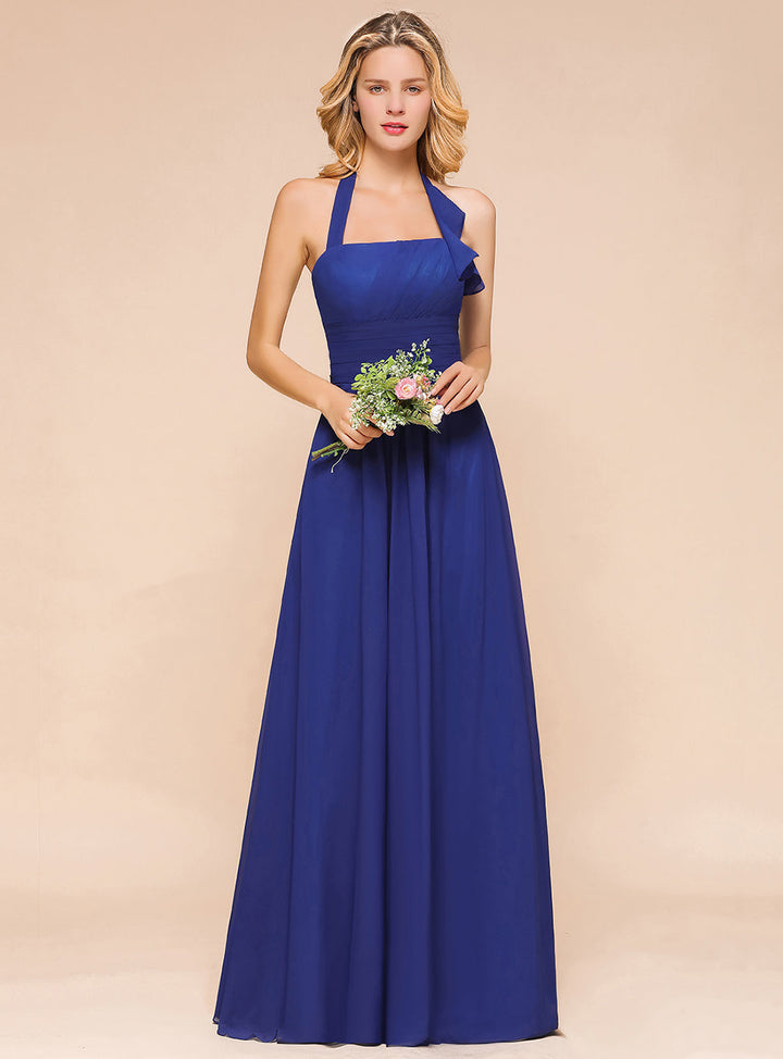 A-Line Halter Sleeveless Floor-Length Dress-koscy