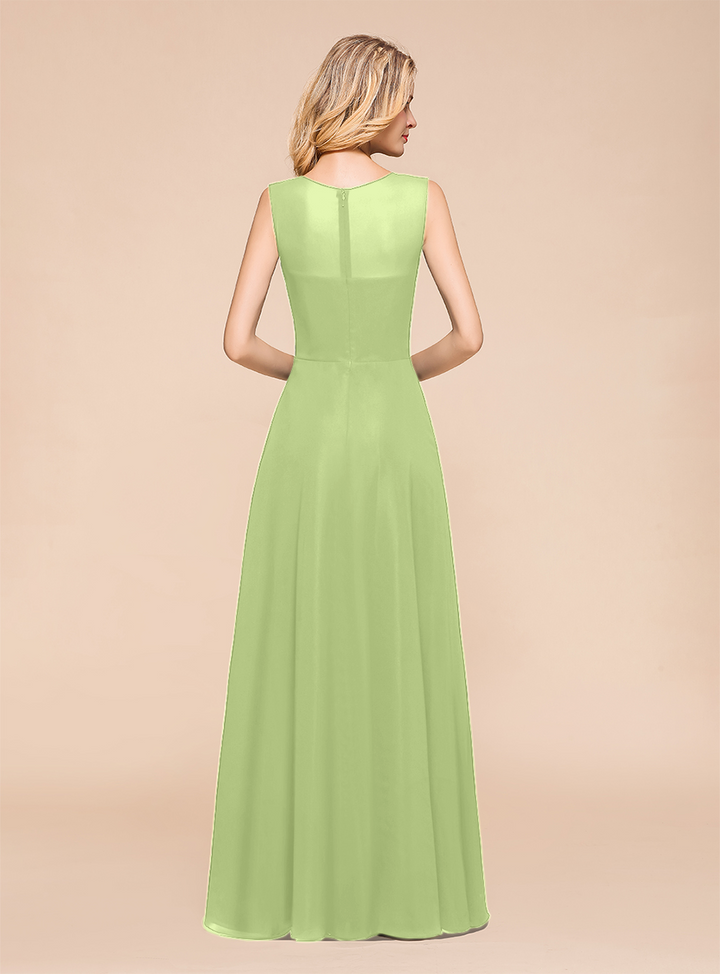 A-Line Jewel Sleeveless Floor-Length Dress-koscy