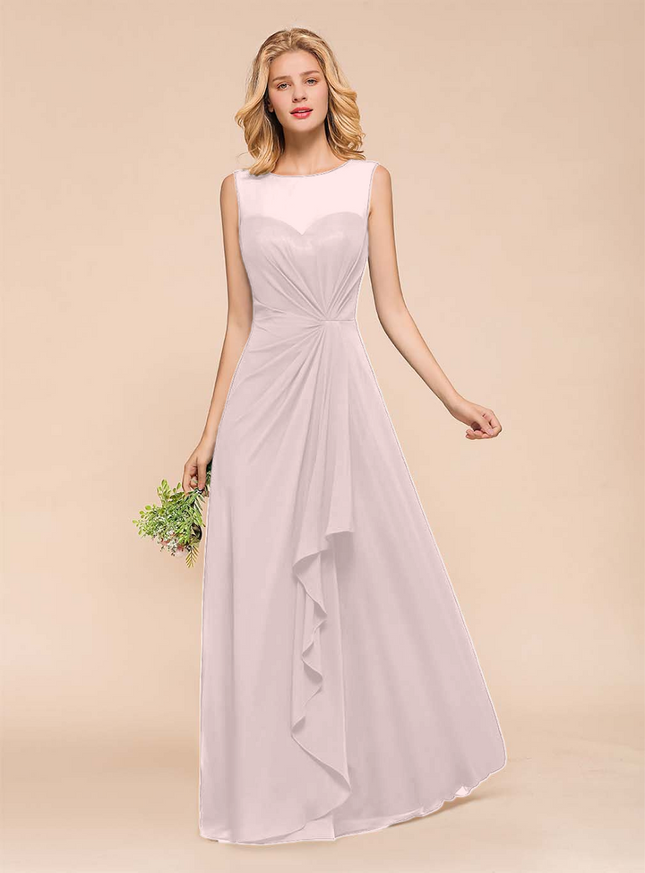 A-Line Jewel Sleeveless Floor-Length Dress-koscy