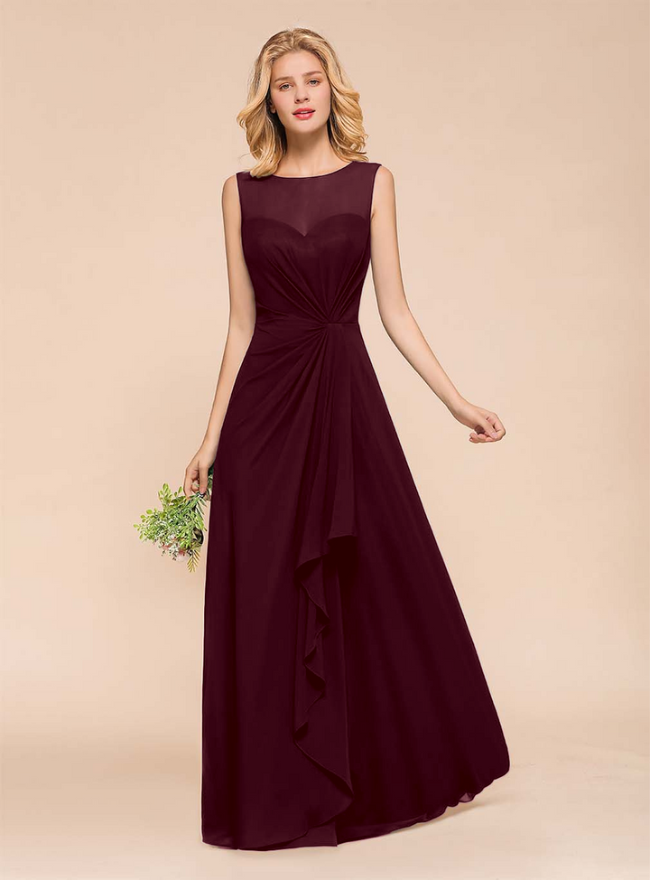 A-Line Jewel Sleeveless Floor-Length Dress-koscy