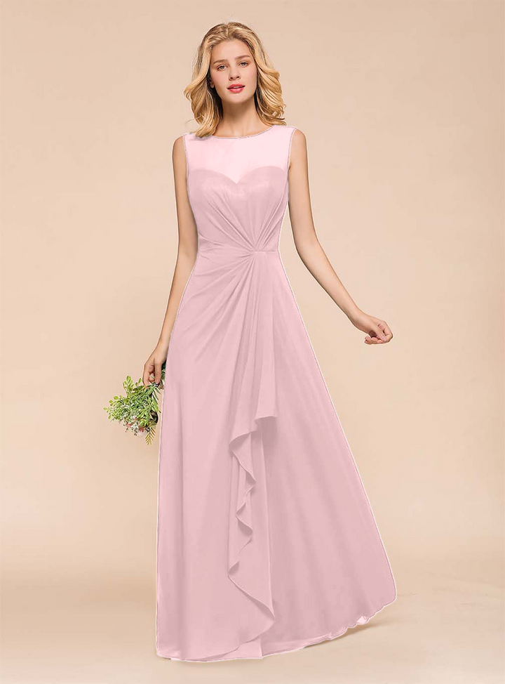 A-Line Jewel Sleeveless Floor-Length Dress-koscy