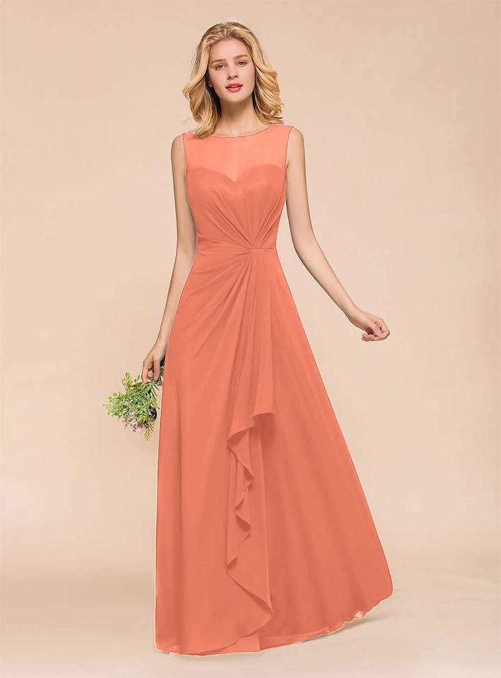 A-Line Jewel Sleeveless Floor-Length Dress-koscy