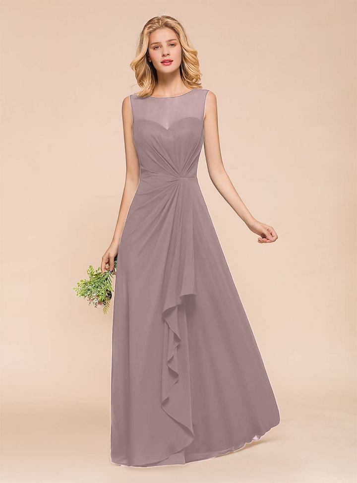 A-Line Jewel Sleeveless Floor-Length Dress-koscy