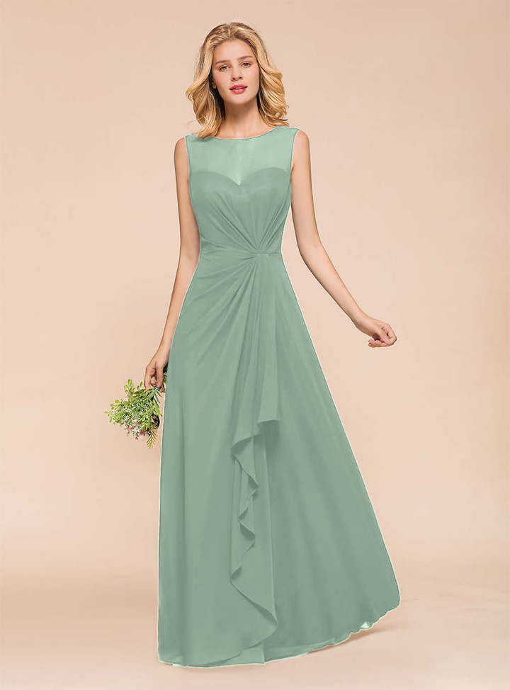 A-Line Jewel Sleeveless Floor-Length Dress-koscy