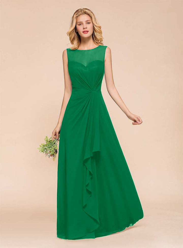 A-Line Jewel Sleeveless Floor-Length Dress-koscy