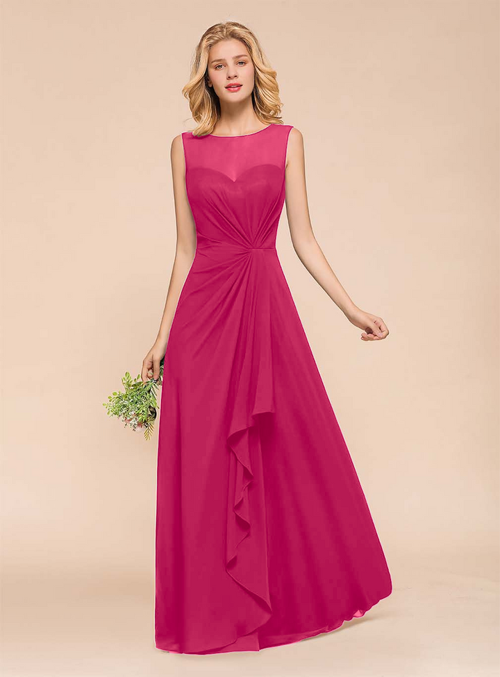 A-Line Jewel Sleeveless Floor-Length Dress-koscy