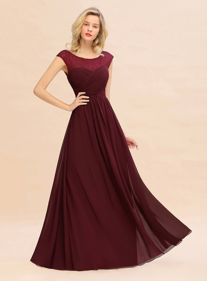 A-Line Jewel Sleeveless Floor-Length Dress-koscy