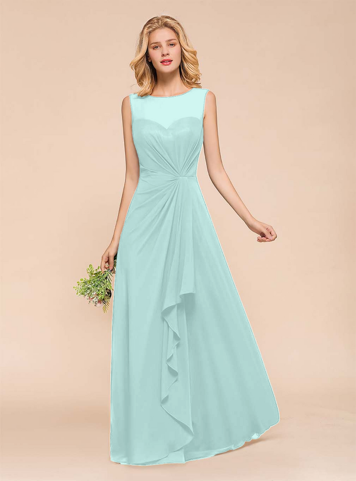 A-Line Jewel Sleeveless Floor-Length Dress-koscy