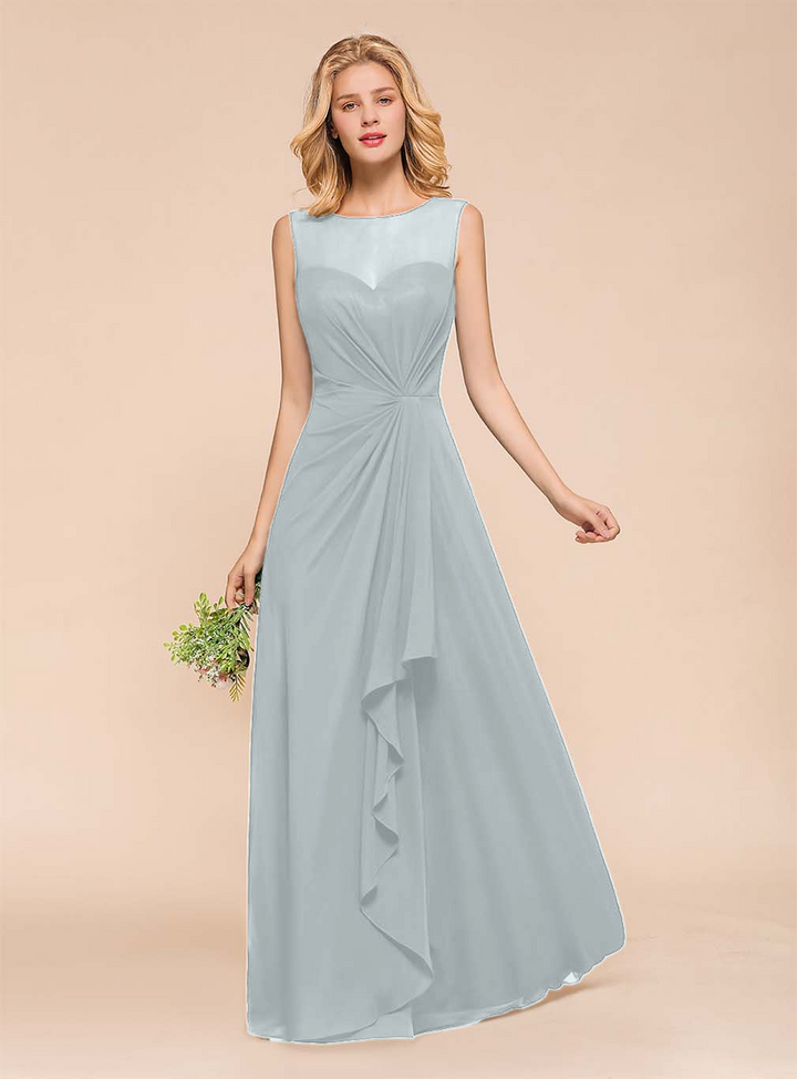 A-Line Jewel Sleeveless Floor-Length Dress-koscy