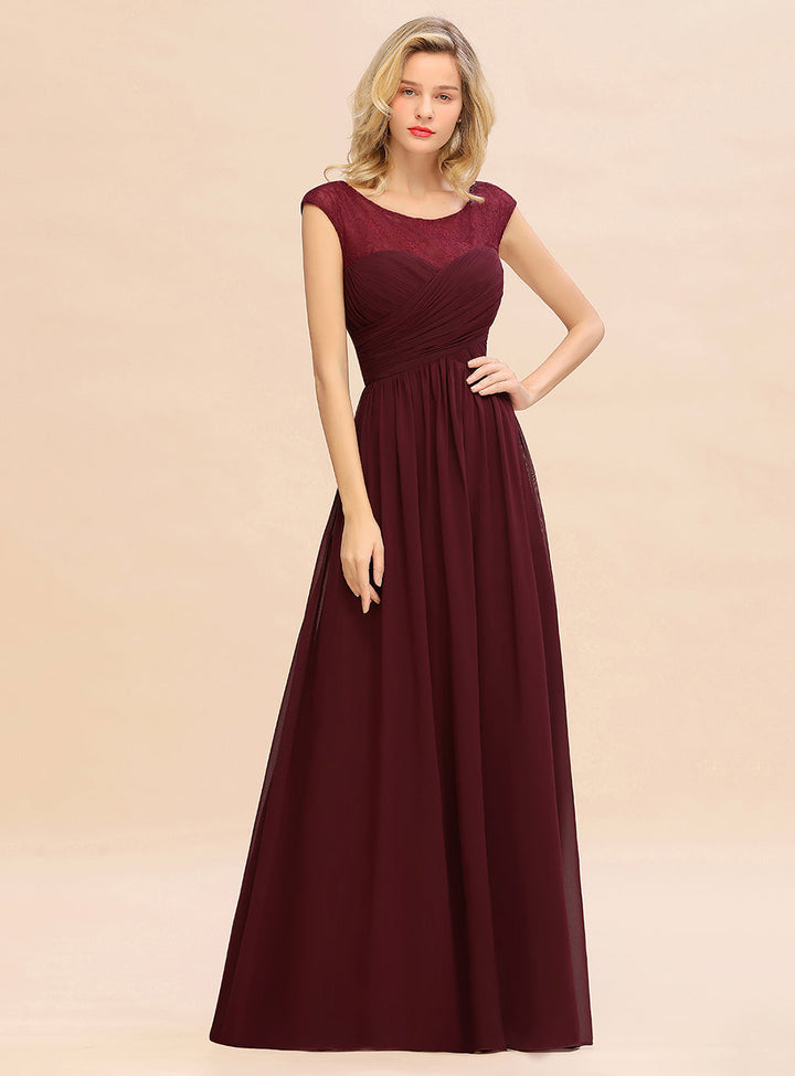 A-Line Jewel Sleeveless Floor-Length Dress-koscy