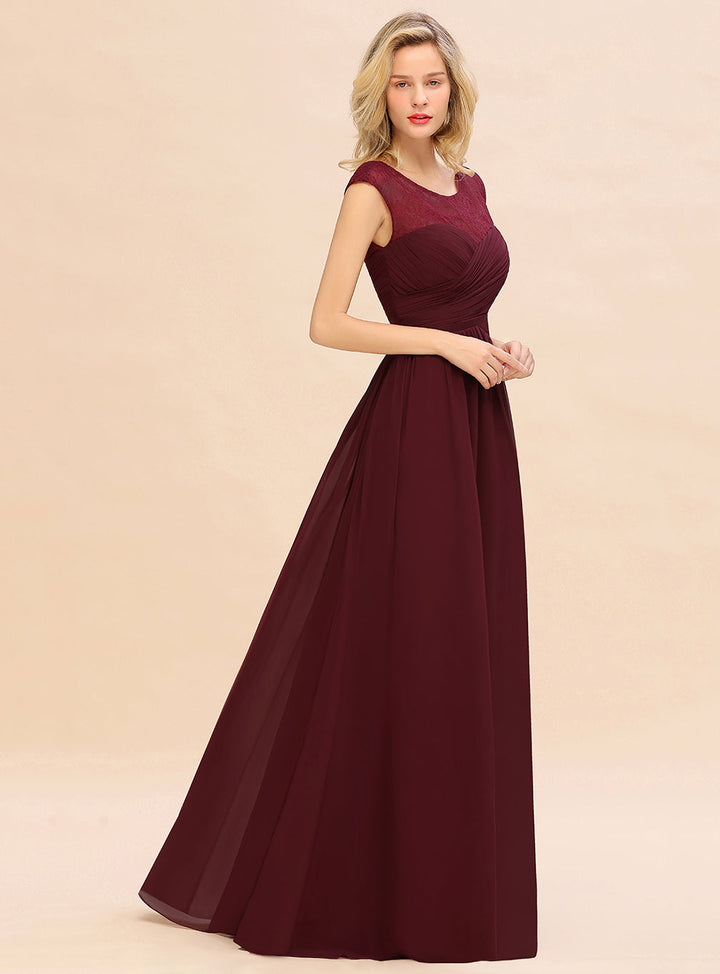 A-Line Jewel Sleeveless Floor-Length Dress-koscy