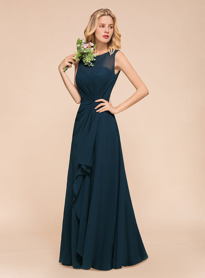 A-Line Jewel Sleeveless Floor-Length Dress-koscy