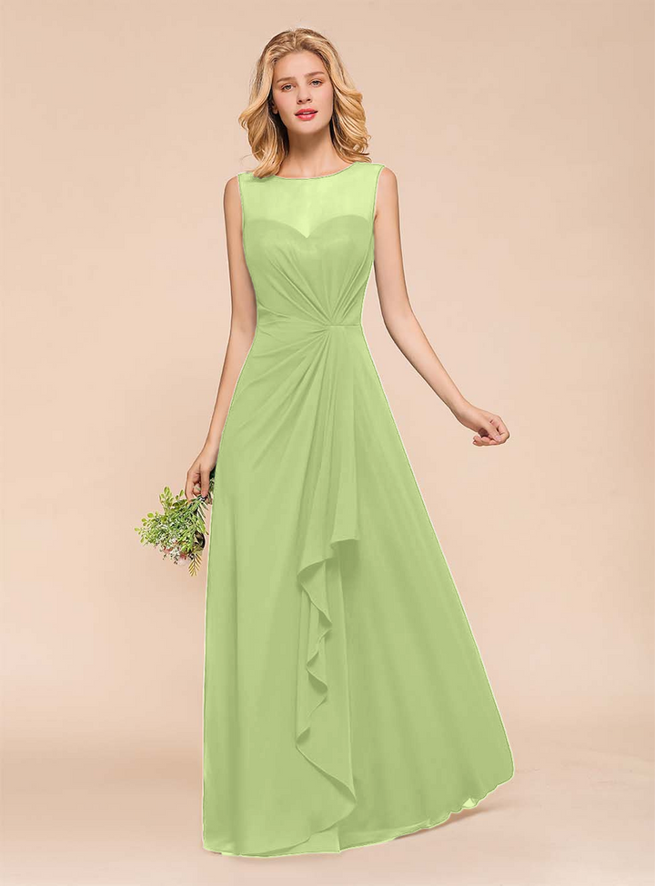 A-Line Jewel Sleeveless Floor-Length Dress-koscy