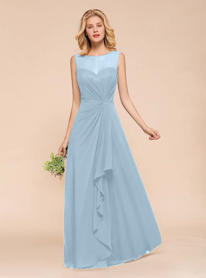 A-Line Jewel Sleeveless Floor-Length Dress-koscy