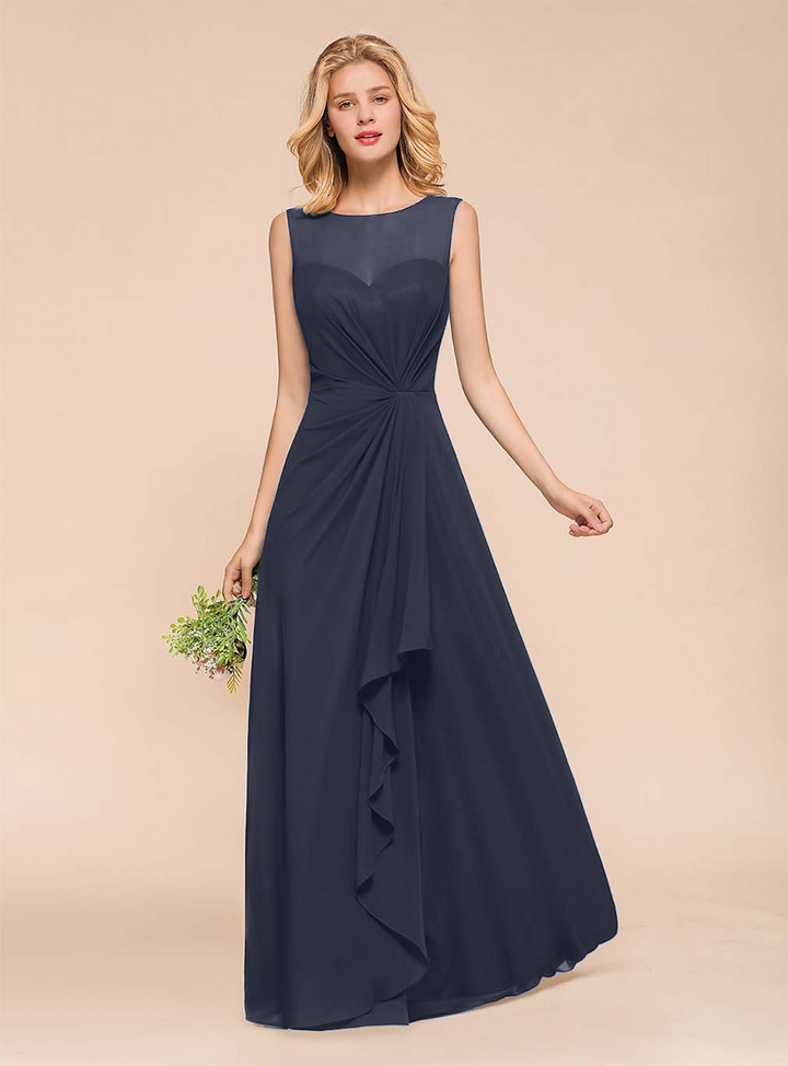 A-Line Jewel Sleeveless Floor-Length Dress-koscy