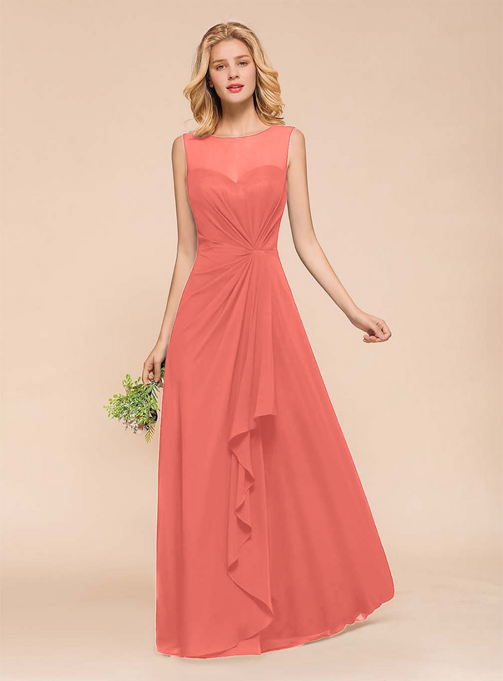 A-Line Jewel Sleeveless Floor-Length Dress-koscy