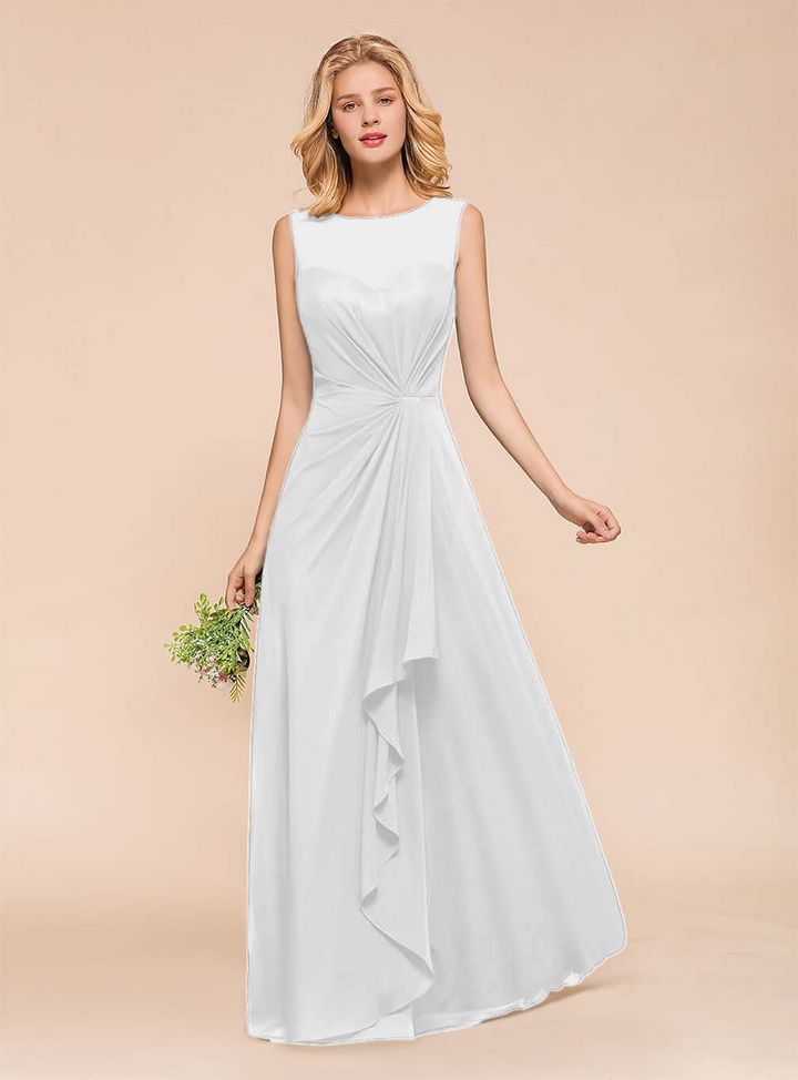 A-Line Jewel Sleeveless Floor-Length Dress-koscy