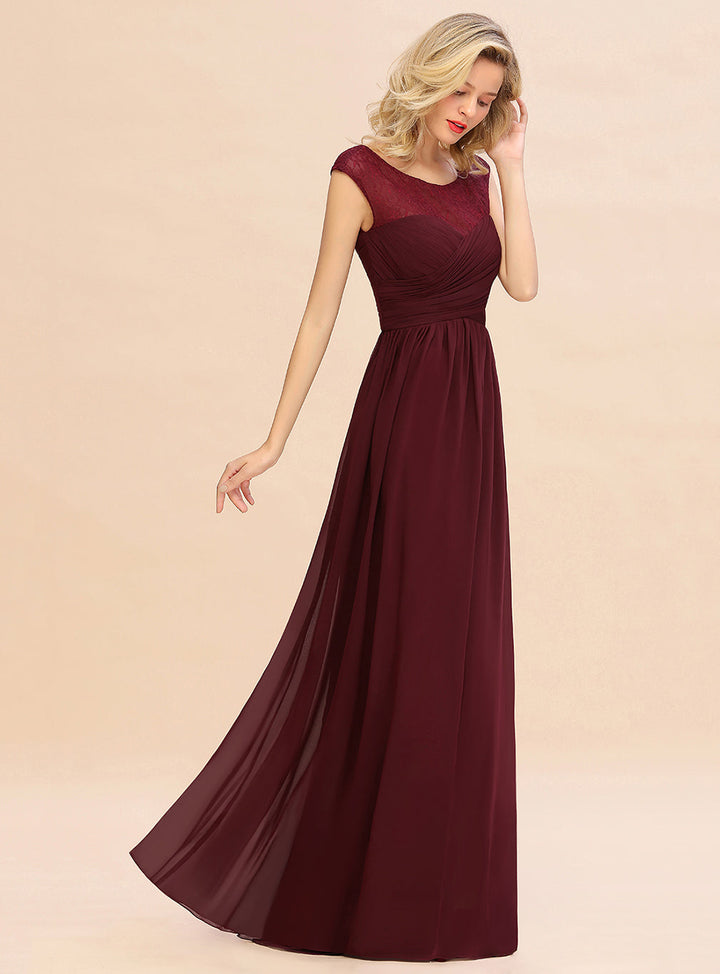 A-Line Jewel Sleeveless Floor-Length Dress-koscy