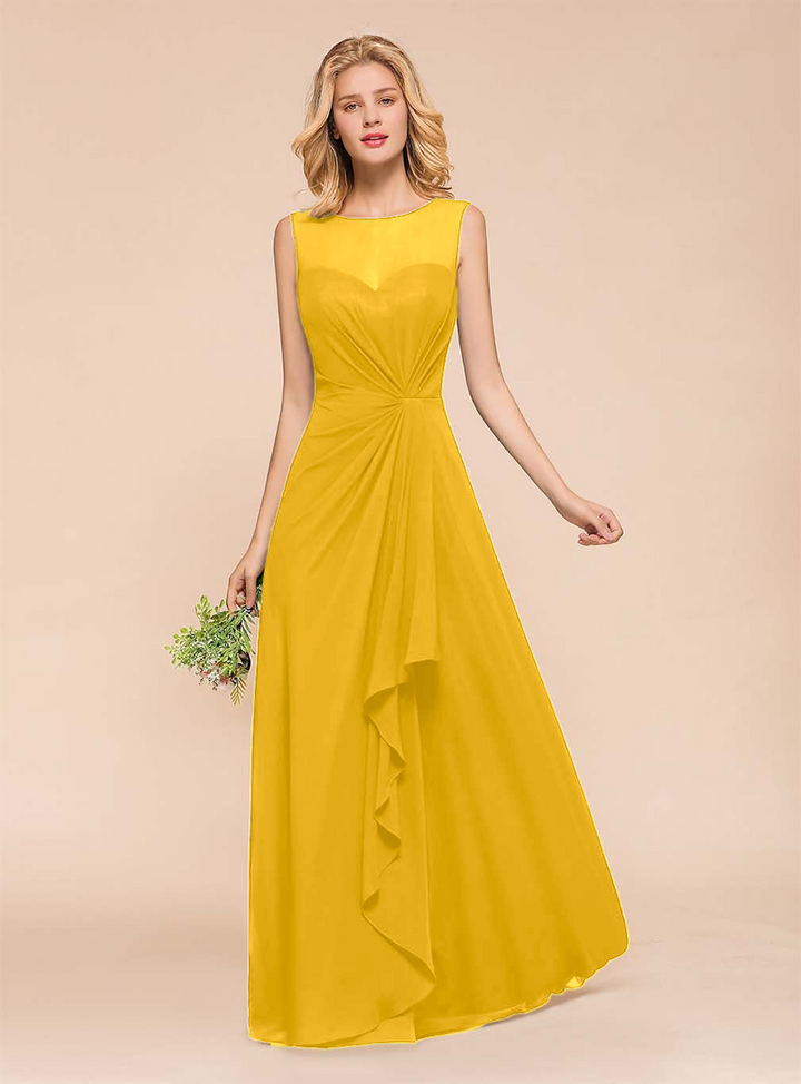 A-Line Jewel Sleeveless Floor-Length Dress-koscy