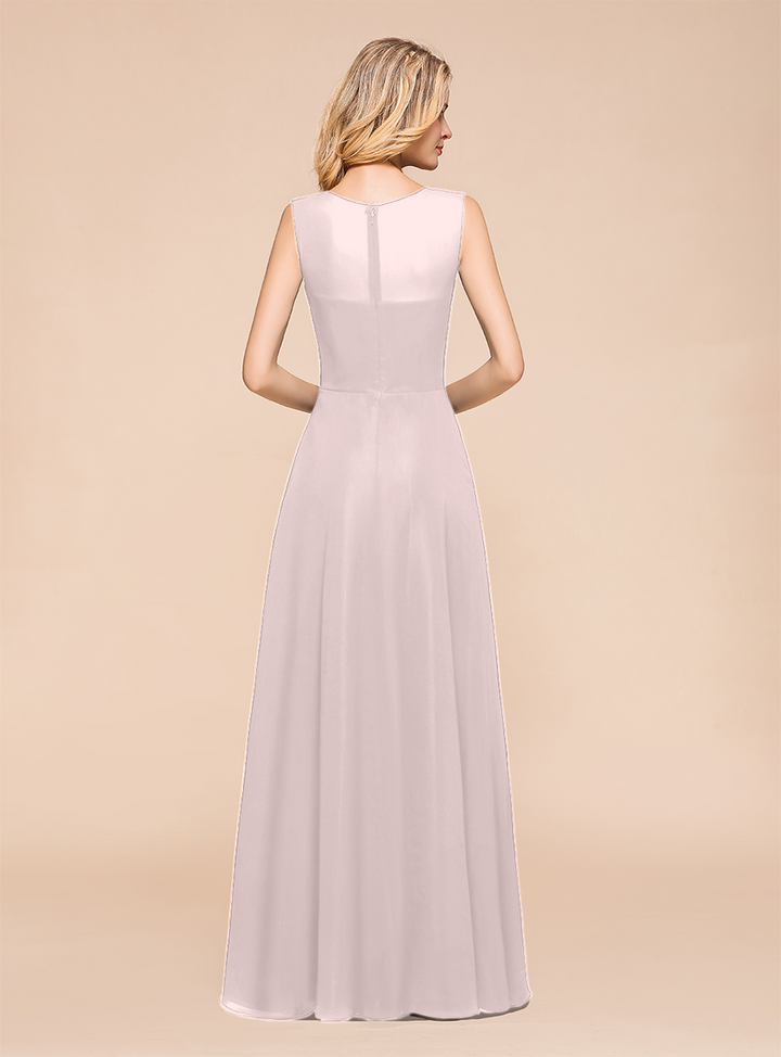 A-Line Jewel Sleeveless Floor-Length Dress-koscy