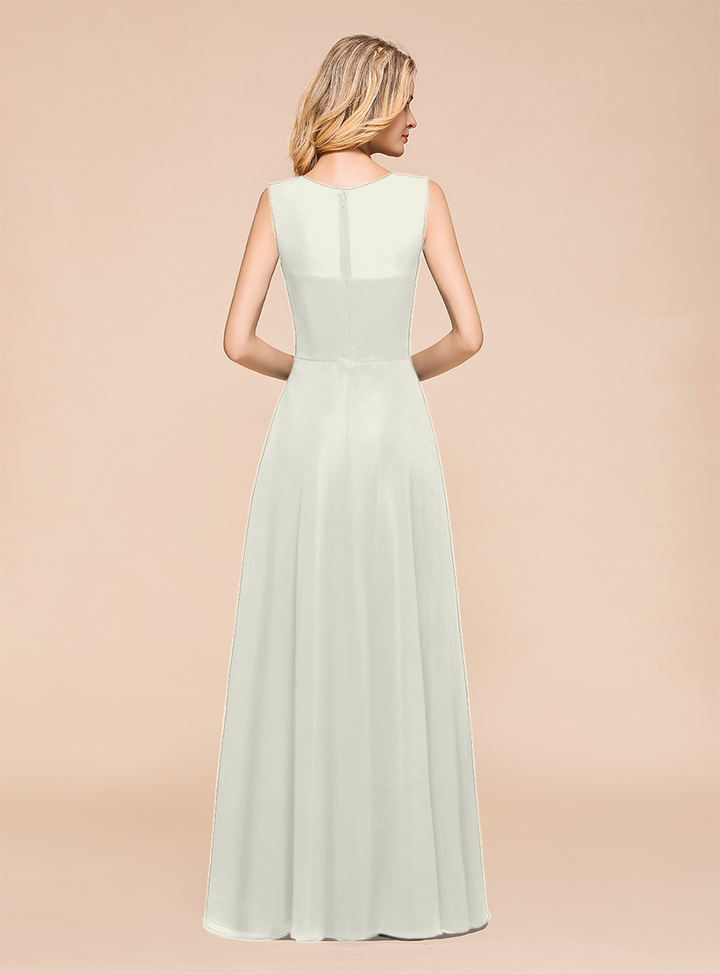 A-Line Jewel Sleeveless Floor-Length Dress-koscy