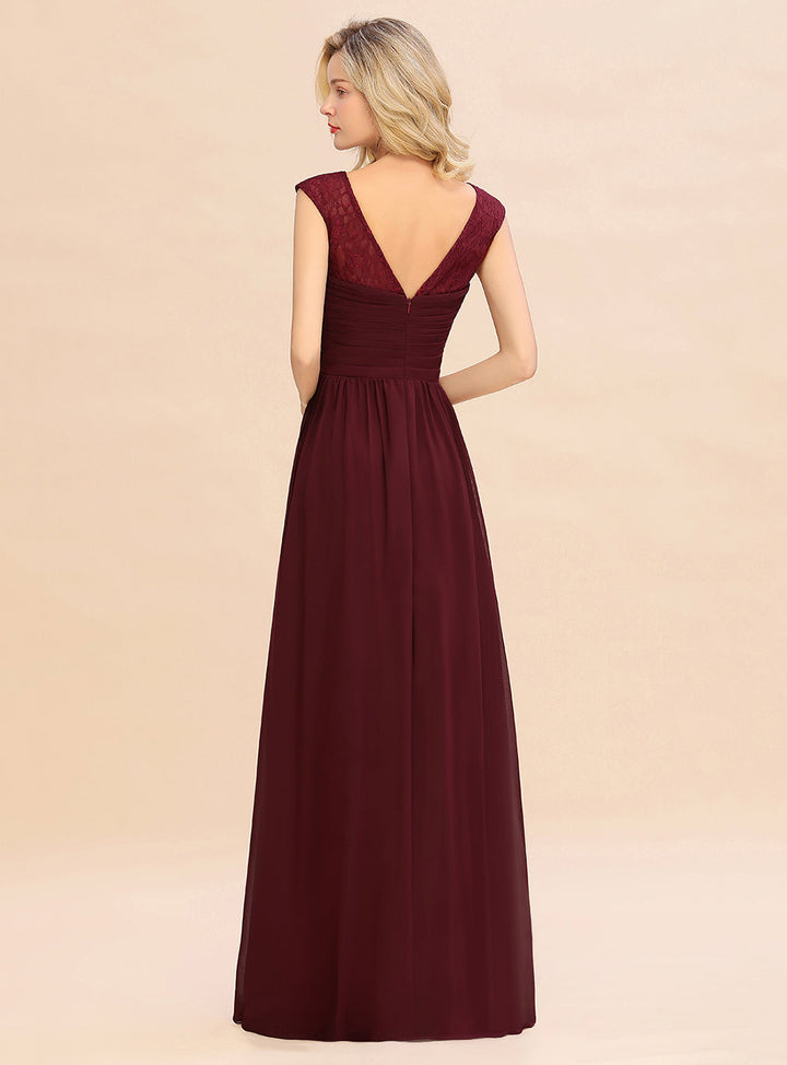 A-Line Jewel Sleeveless Floor-Length Dress-koscy