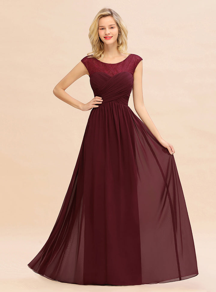 A-Line Jewel Sleeveless Floor-Length Dress-koscy