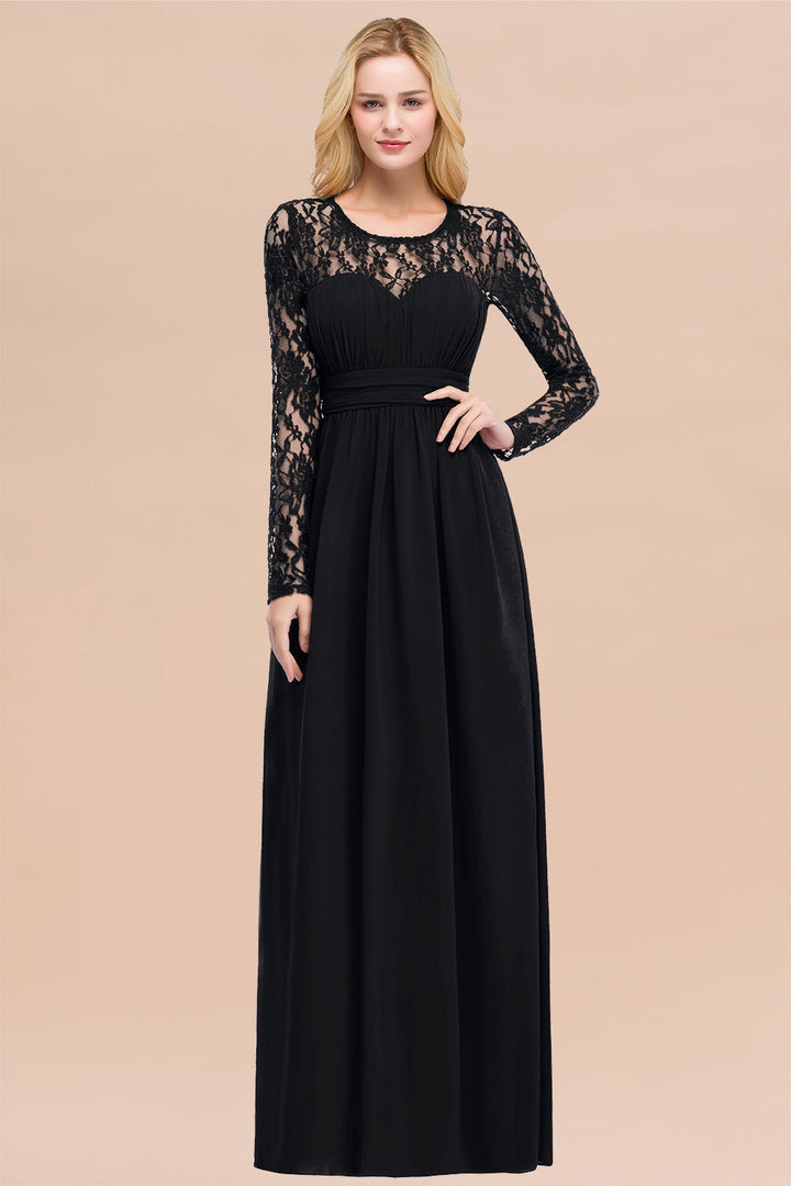 Koscy Elegant Lace Burgundy Bridesmaid Dresses Online with Long Sleeves