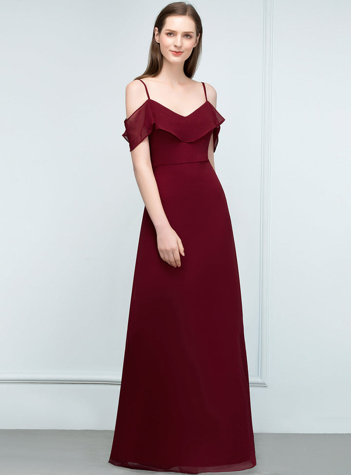 A-Line Off-the-shoulder Chiffon Floor-Length Dress-koscy