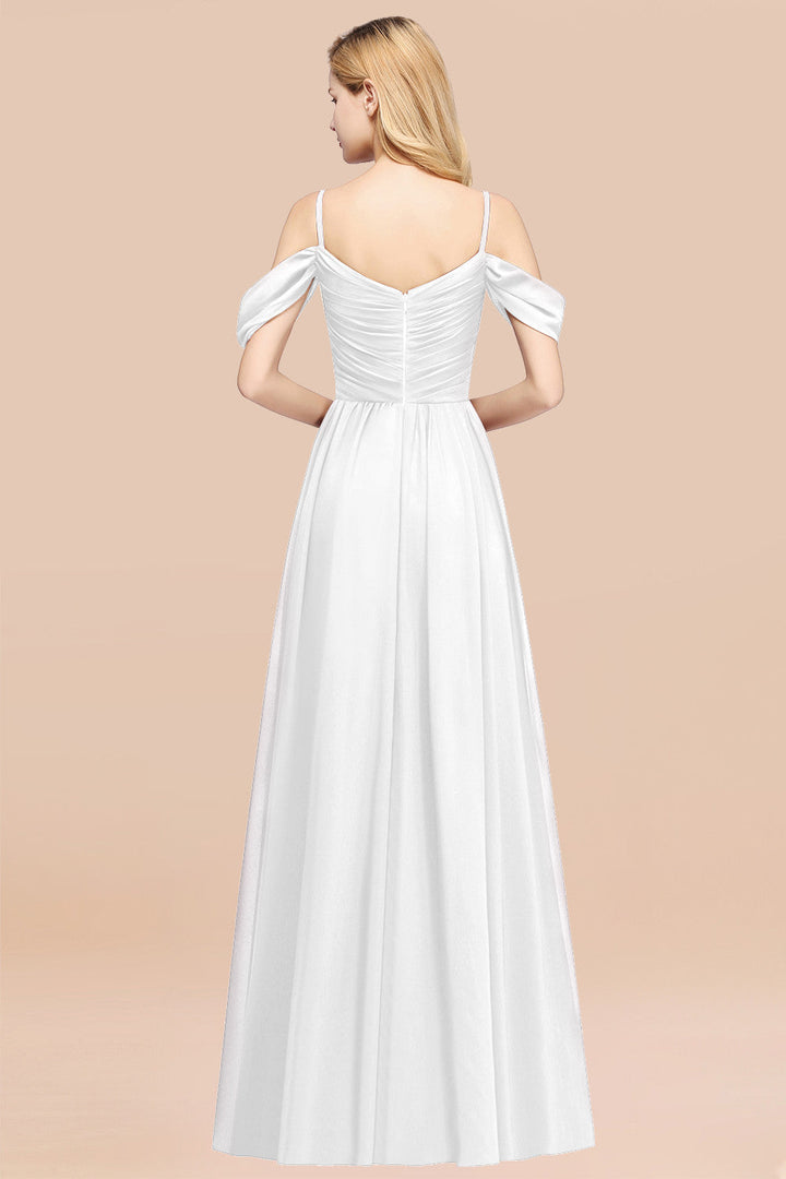 A-line Off-the-shoulder Ruffle Chiffon Floor-Length Dress-koscy