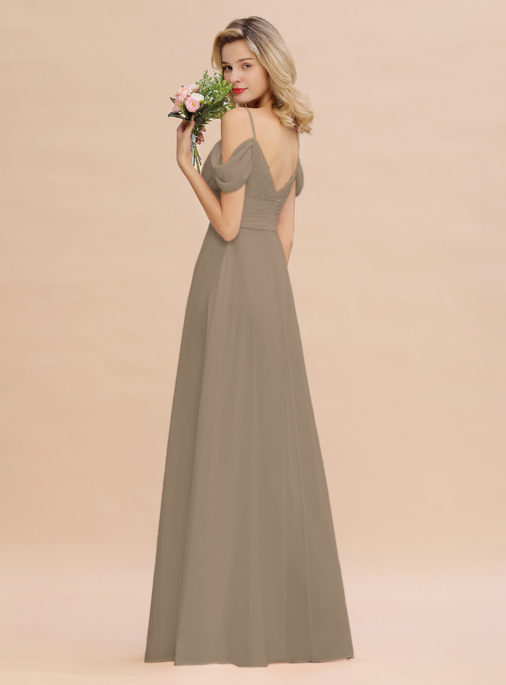 A-line Off-the-Shoulder Sweetheart Ruched Chiffon Floor-Length Dress-koscy