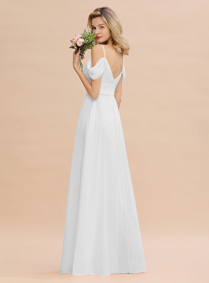 A-line Off-the-Shoulder Sweetheart Ruched Chiffon Floor-Length Dress-koscy