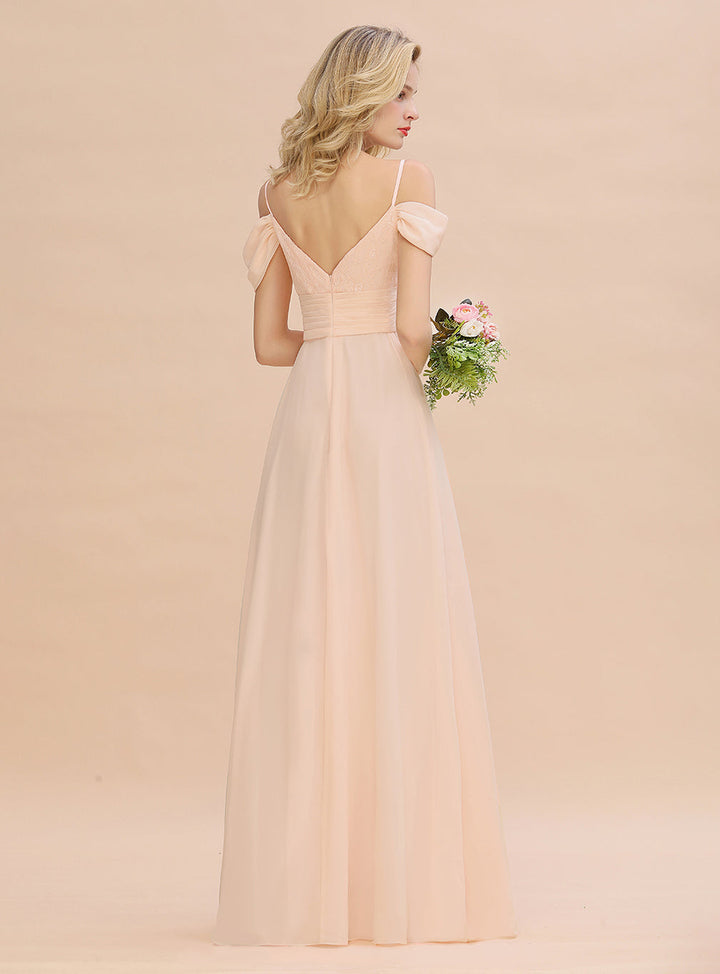 A-line Off-the-Shoulder Sweetheart Ruched Chiffon Floor-Length Dress-koscy