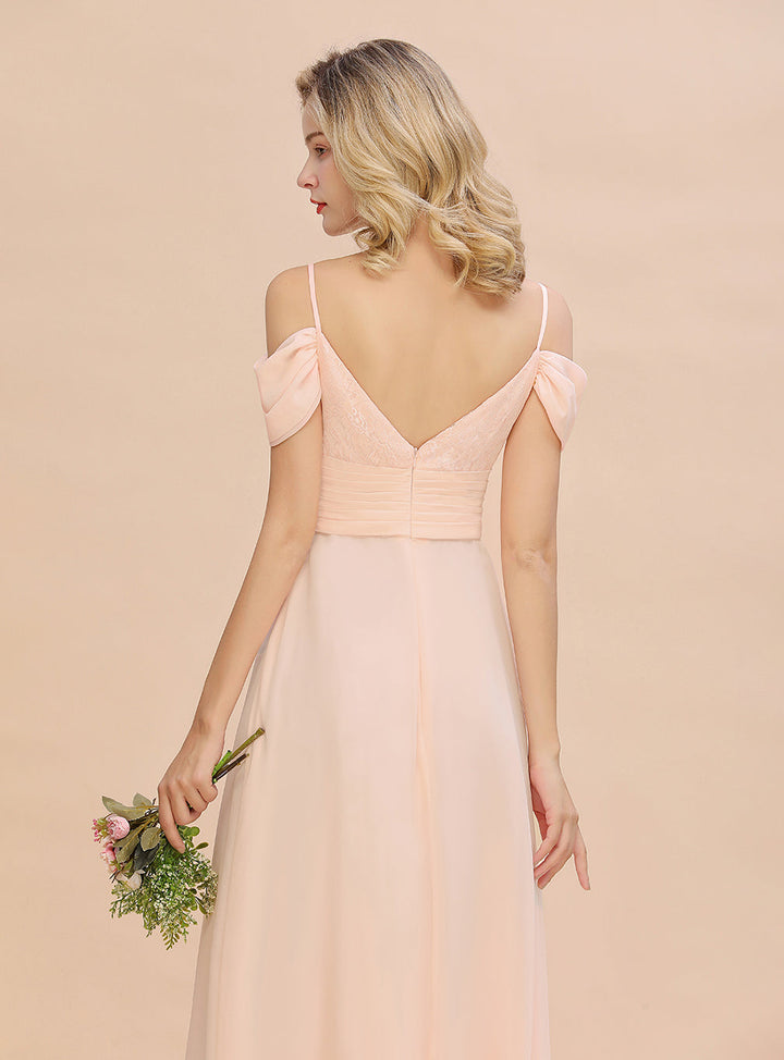 A-line Off-the-Shoulder Sweetheart Ruched Chiffon Floor-Length Dress-koscy