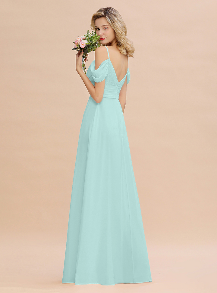 A-line Off-the-Shoulder Sweetheart Ruched Chiffon Floor-Length Dress-koscy